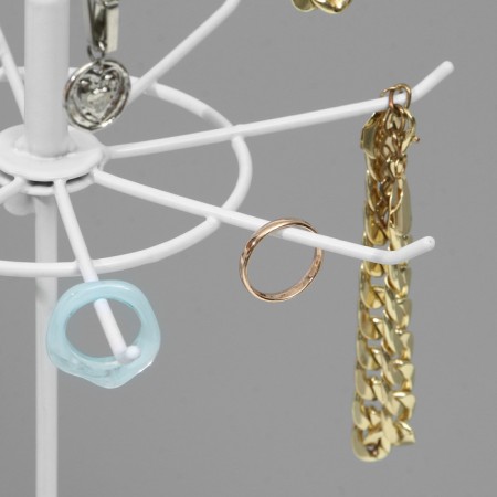 Turntable, 2 tiers of 6 hooks, 21.5 × 21.5 × 41 cm, white color-3