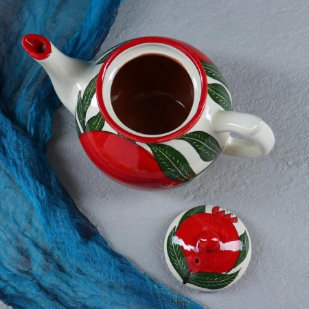 Set of Tea Rishtan Ceramics "Grenates", 9 objects (kettle 1 l, Piala 0.5/0.3 l)-13