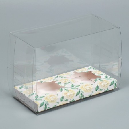 Capcake box, confectionery packaging, 2 rose cells, 16 x 8 x 11.5 cm-1