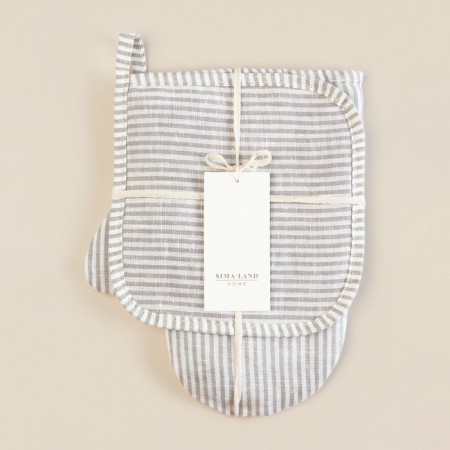 Set of kitchen. SL Home "Direction": mittens 20x28 cm, tack 19x19 cm, flax 100%, 180g/m2-5