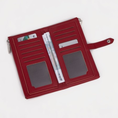 Women's wallet on the button, burgundy color-4