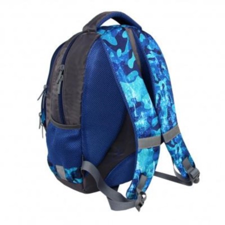 School backpack, textiles, luris print Camouflage blue, 30x17x44 cm-2