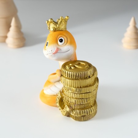 Piglite Polystone "Snake in a crown with coins" 8x6.5x10 cm-2
