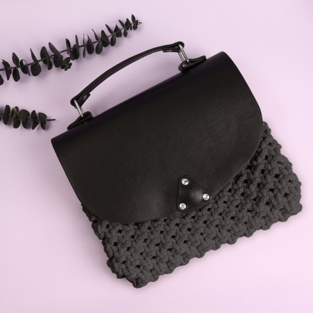 Clap for a bag, with a handle, on a magnetic button, 23 × 21 cm, black/silver color-4