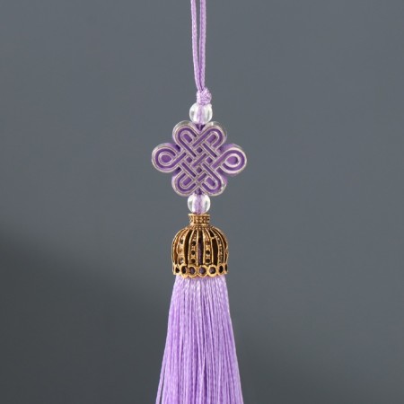 Textile suspension, plastic "Knot of happiness and infinity" Lilac 0.7x1x9.5 cm-1
