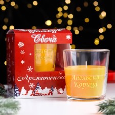 A candle in a glass aromatic 