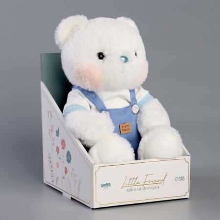 Soft toy "Little Friend", a bear in a blue overalls-6