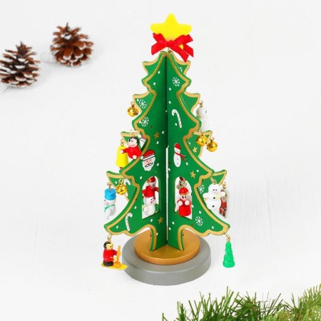 Souvenir New Year's "Christmas tree on a stand" with a gold contour