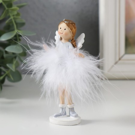 Souvenir Polystone "Angel-Land with braids, in a white skirt" Pooh 10x3x5 cm-3