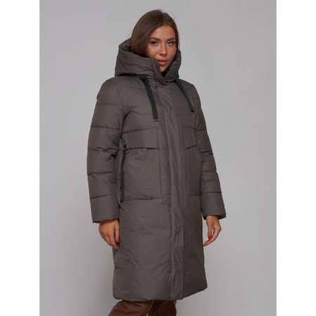 Coat insulated winter female, size 48, dark gray color-9