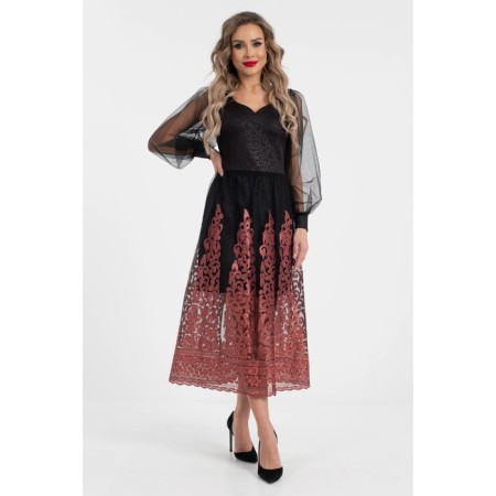 Female dress, size 44, black color, pink-5
