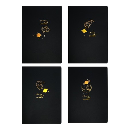 A5 sketchbook, 24 black sheets, "Cat Cosmonaut", density 110 gr., Mix