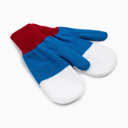 Women's mittens, white/blue/red color, size 18-1