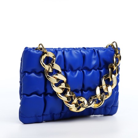 Lightning bag bag, long chain, blue color-5