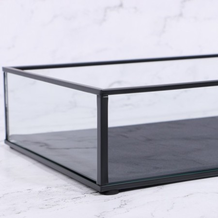 Square organizer for storage, 1 section, glass, 29 × 17.5 × 6.5 cm, the color is transparent/black-4