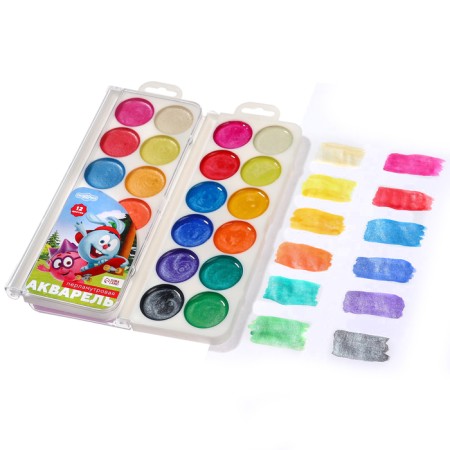 Watercolor pearl "Smeshariki", 12 colors, without brush-5