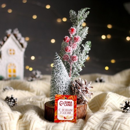 New Year's composition "Christmas tree with twigs and bumps" 13 × 13 × 26 cm-3