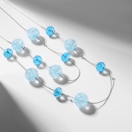 Beads "Caramel", bead No. 16, blue color in silver, 54 cm-2