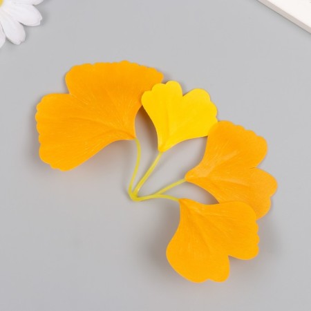 Artificial plant for creativity "ginkgo leaves" set of 6 pcs orange-yellow 8 cm-2