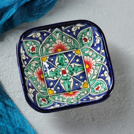 Salennik Rishtan ceramics "Flowers", 13 cm, blue, mix-1