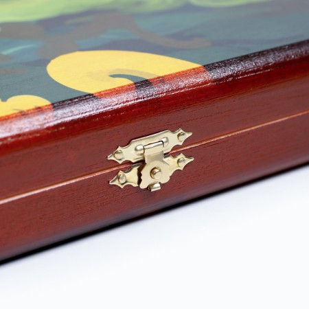 Wooden backgammon are large, with a snake "Snake with a skull", a board game, 60 x 60 cm-7
