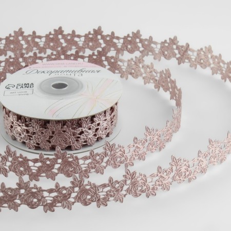 Figure tape "Roses", 25 mm, 9 ± 0.5 m, powder color