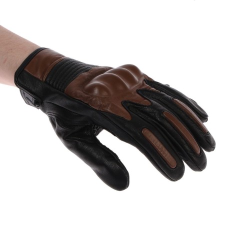 Motorcycle gloves with protective inserts, leather, size L, brown-2