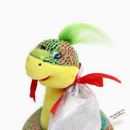 Soft toy "Snake", with a gift bag, 15 cm, green color-5