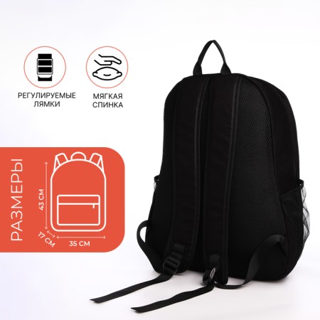 Young backpack from textiles on lightning, 3 pockets, black color-1