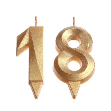 Candle in the cake jubilee "line" (set 2 in 1), number 18, number 81, gold metallic, 6.5 cm-2