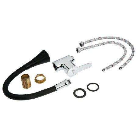 Zein Z2076F kitchen mixer, silicone spout, 35 mm cartridge, brass, black/chrome-5