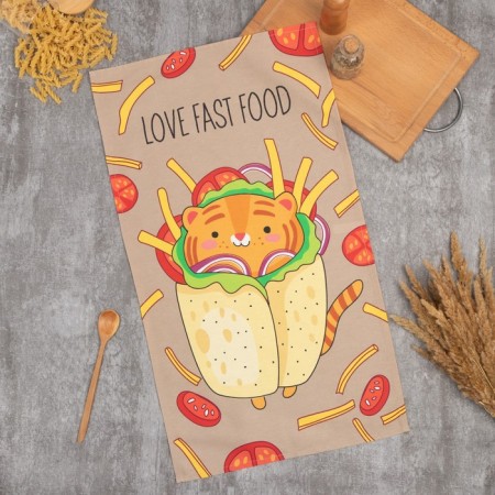 Ethel towel Love Fast Food 40x73 cm, 100% cotton, sarzha 190 g/m2
