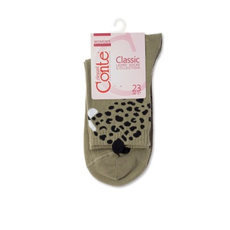 Women's socks with Pikot Conte Elegant Leopard, size 25, Khaki color-4