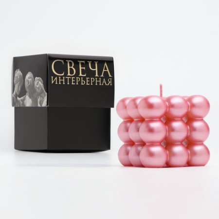 Figure candle "Babble" Big Cube, 5x5x5 cm, pink mother of pearl, in the box-3