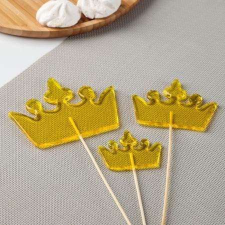 Silicone Mold for candy and chocolate "Crown", 10 × 12 cm, 7 × 9.5 cm, 5.5 × 7 cm, the color is transparent-1