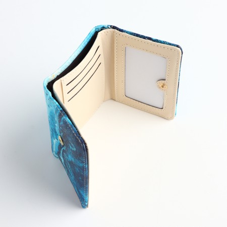 Women's wallet on the button, blue color-2