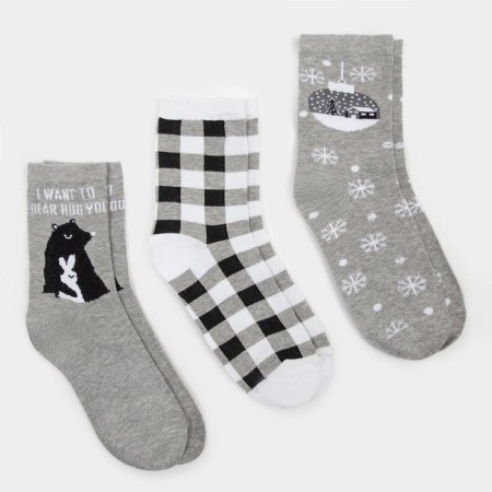 Set of women's socks (3 pairs) minku color gray, size 38-39