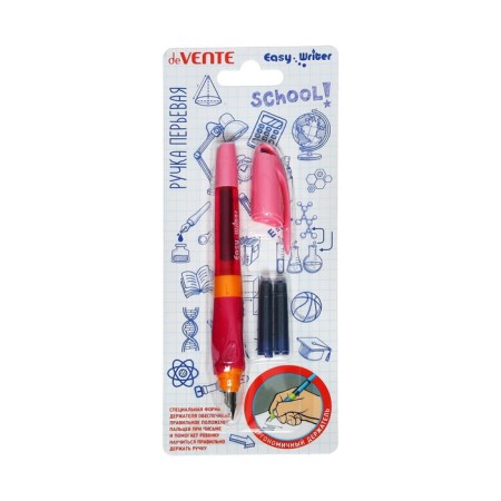 School feature pen, Davente Easy Writer M, with 2 spray cans 0.8 ml, blue ink, pink case-3