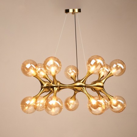 Chandelier "Molecule" 16xg9 brass 82x82x36-186 cm-4