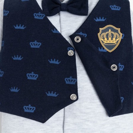 Combineson crumb I am "Crown costume", blue/gray, height 86-92 cm-4