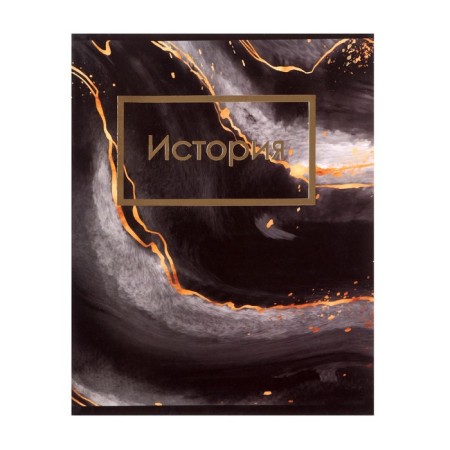 Subject Calligrata Top "Dark marble", 48 sheets in a cell history, with reference material, cover of coated cardboard, Soft-Touch coating with gold foil, offset block