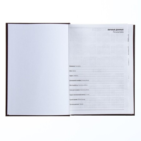 The diary half-dantered for 4 years A5, 192 leaf "Leather", solid cover, silk, coffee-brown-2