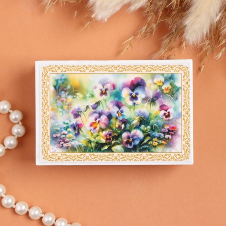 Casket "Anyutin Eyes", white, 6 × 9 cm, lacquer miniature-2