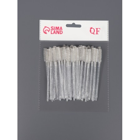 Brushes for eyebrows and eyelashes, set - 50 pcs, 10 cm, white/transparent color-6