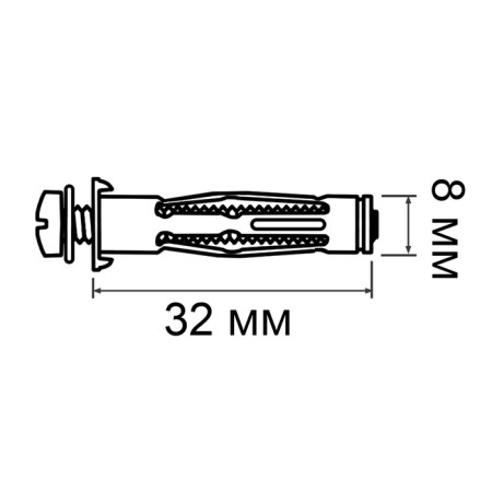 Anchor "bison", type of molly, for hollow materials, galvanized, M4, 8x32 mm, 100 pcs-3