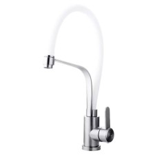 Fashun A54012-8 kitchen mixer, single-legged, flexible spout, stainless steel, white