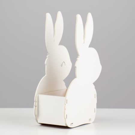 Wooden Kashpo 13x7.5x22 cm "Bunny", white-3
