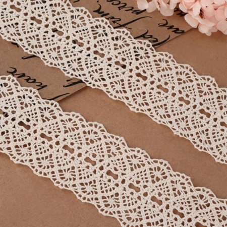 Knitted lace, 45 mm × 10 ± 1 m, beige color-1
