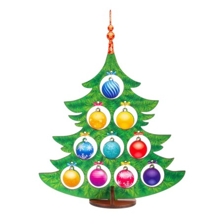 New Year! Model made of wood "Fir tree team. Multi -colored balls "-1