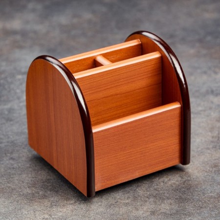 Organizer 4 sections, on a rotating stand, under the beech, 12x12x12 cm-3
